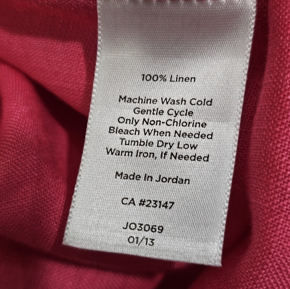 Talbots Small Petite Pink Black 100% Linen Tunic Blouse MOD Retro Preppy Coastal - Picture 5 of 7